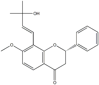 (2S)-8-[(E)-3-Hydroxy-3-methyl-1-butenyl]-2α-phenyl-7-methoxychroman-4-one Struktur