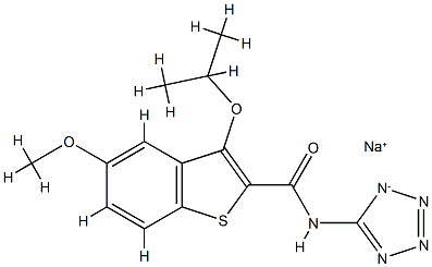 3-イソプロピル-5-メトキシ-N-(1H-テトラゾール-5-イル)ベンゾ[b]チオフェン-2-カルボアミド·ナトリウム 化学構造式