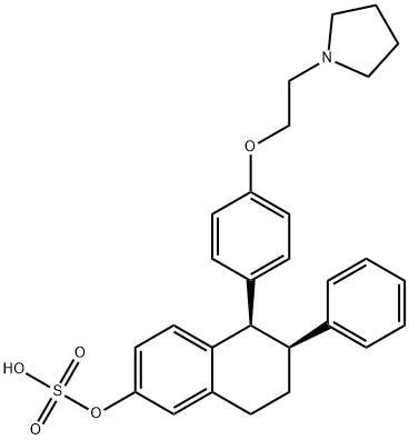 (5R,6S)-5,6,7,8-四氢-6-苯基-5-[4-[2-(1-吡咯烷基)乙氧基]苯基]-2-萘酚硫酸酯 结构式