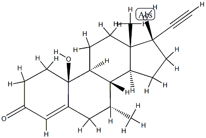 (7ALPHA,17ALPHA)-17,19-二羟基-7-甲基-19-去甲孕甾-4-烯-20-炔-3-酮, 105186-35-4, 结构式
