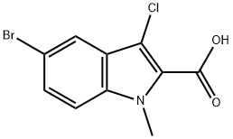 5-溴-3-氯-1-甲基-1H-吲哚-2-羧酸, 1057404-45-1, 结构式