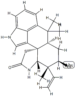 [3aS,12bS,(-)]-5α-クロロ-4β-エテニル-3,3aα,4,5,6,6aβ,7,11-オクタヒドロ-4,7,7-トリメチル-2H-ベンゾ[1,7]イソインドロ[5,4-h]ベンゾチアゾール-2-オン 化学構造式