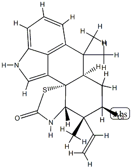 [3aS,12bS,(-)]-5α-Chloro-4β-ethenyl-3,3aα,4,5,6,6aβ,7,11-octahydro-4,7,7-trimethyl-2H-benzo[1,7]isoindolo[5,4-h]benzothiazole-2-one 结构式