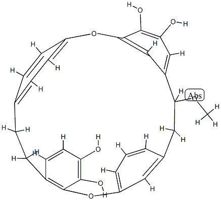 107110-23-6 7,8,19,20-Tetrahydro-8-methoxy-15,18-etheno-2,6:9,13-dimetheno-1,14-benzodioxacyclodocosin-11,12,23,24-tetrol