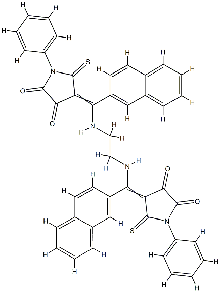(4E)-4-[[2-[[(E)-(4,5-dioxo-1-phenyl-2-sulfanylidene-pyrrolidin-3-ylid ene)-naphthalen-2-yl-methyl]amino]ethylamino]-naphthalen-2-yl-methylid ene]-1-phenyl-5-sulfanylidene-pyrrolidine-2,3-dione 结构式