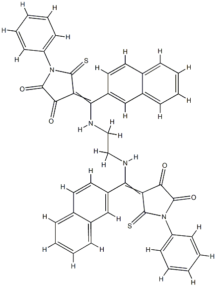 (4E)-4-[[2-[[(E)-(4,5-dioxo-1-phenyl-2-sulfanylidene-pyrrolidin-3-ylid ene)-naphthalen-2-yl-methyl]amino]ethylamino]-naphthalen-2-yl-methylid ene]-1-phenyl-5-sulfanylidene-pyrrolidine-2,3-dione,107888-03-9,结构式