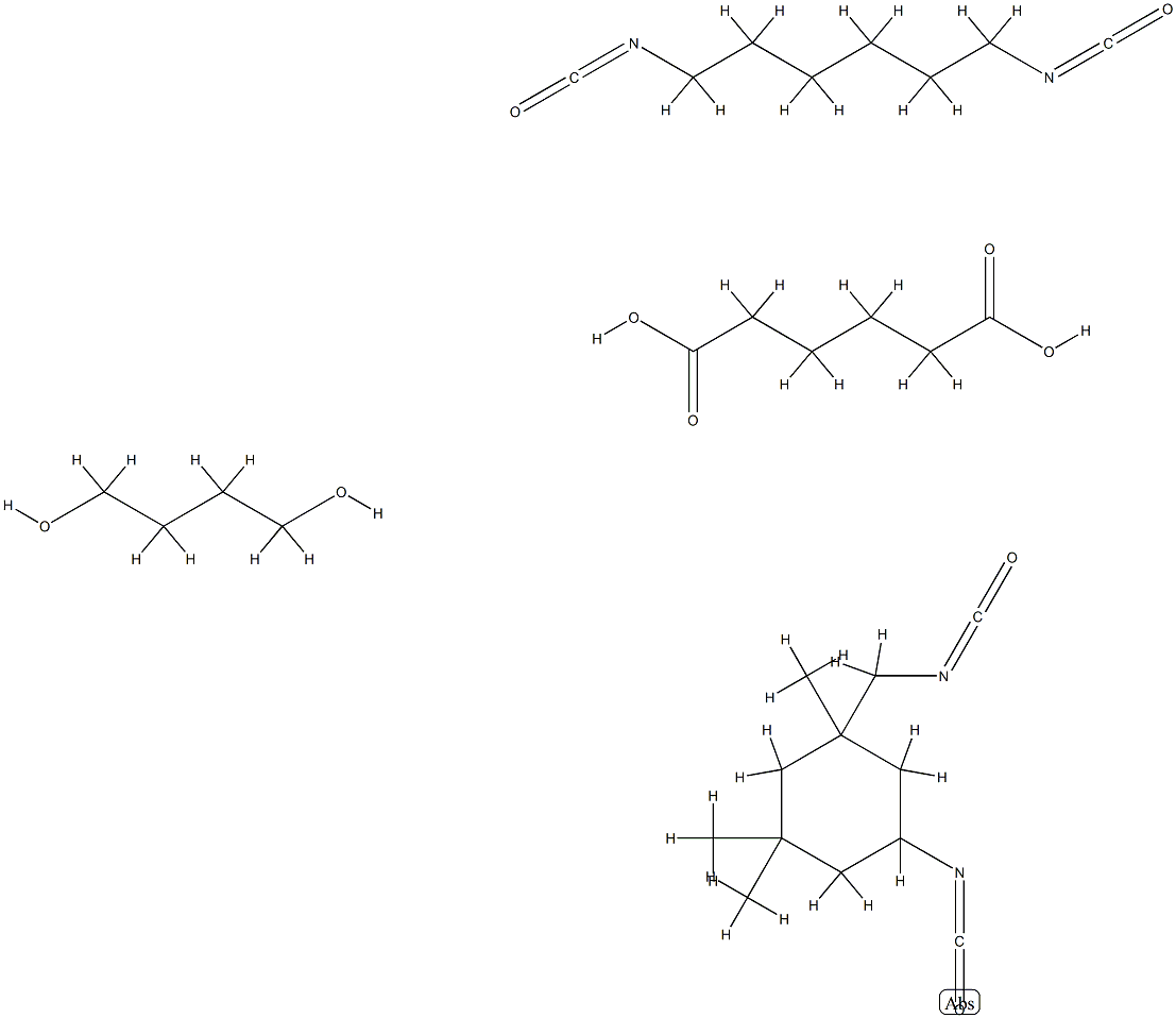 Hexanedioic acid, polymer with 1,4-butanediol, 1,6-diisocyanatohexane and 5-isocyanato-1-(isocyanatomethyl)-1,3,3-trimethylcyclohexane,107934-19-0,结构式