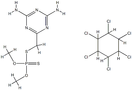 107959-15-9 Phosphorodithioic acid, S-((4,6-diamino-1,3,5-triazin-2-yl)methyl) O,O -dimethyl ester, mixt. with (1alpha,2alpha,3beta,4alpha,5alpha,6beta)- 1,2,3,4,5,6-hexachlorocyclohexane