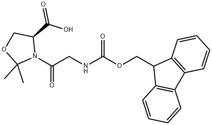 (4S)-2,2-ジメチル-3-[N-(9H-フルオレン-9-イルメトキシカルボニル)グリシル]オキサゾリジン-4α-カルボン酸 化学構造式
