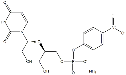 Phosphoric acid, mono(2-(1-(3,4-dihydro-2,4-dioxo-1(2H)-pyrimidinyl)-2 -hydroxyethoxy)-3-hydroxypropyl)mono(4-nitrophenyl) ester, monoammoniu m salt, (R-(R*,R*))-|