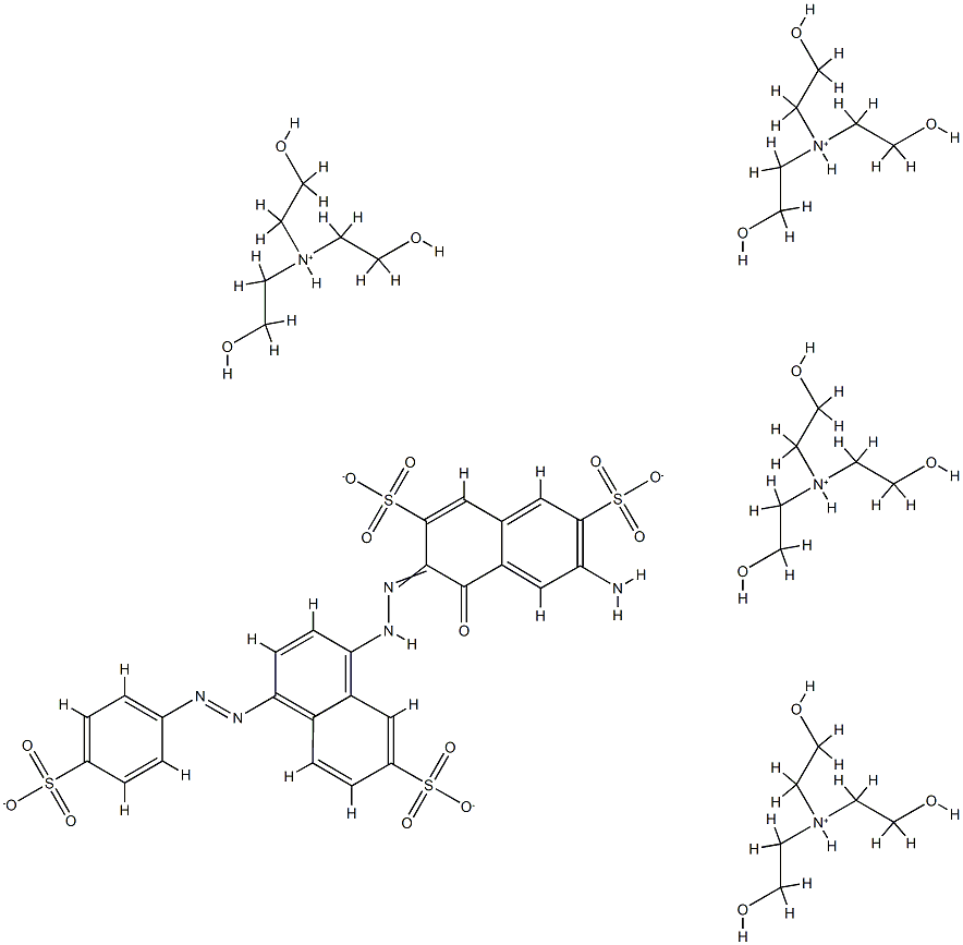 2,7-Naphthalenedisulfonic acid, 6-amino-4-hydroxy-3-7-sulfo-4-(4-sulfophenyl)azo-1-naphthalenylazo-, compd. with 2,2,2-nitrilotrisethanol (1:4) Struktur