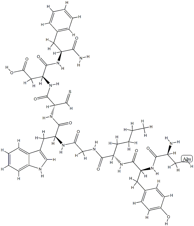 cyclo(cysteinyl-tyrosyl-norleucyl-glycyl-tryptophyl-cysteinyl)-aspartyl-phenylalaninamide 化学構造式