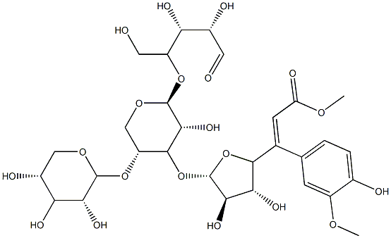 O-beta-xylopyranosyl-(1-4)-O-(5-O-feruloyl-alpha-arabinofuranosyl-(1-3))-O-beta-xylopyranosyl-(1-4)-xylopyranose|