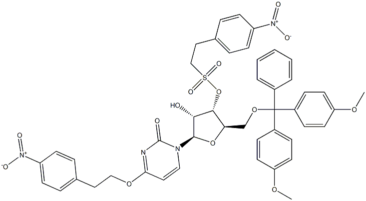 5'-O-dimethoxytrityl-O(4)-4-nitrophenylethyl-2'-O-4-nitrophenylethylsulfonyluridine Structure