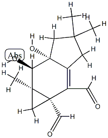 (1aR)-3,4,5,5a,6,6a-Hexahydro-5aβ,6α-dihydroxy-4,4,6aβ-trimethylcycloprop[f]indene-1aβ,2(1H)-dicarbaldehyde 结构式