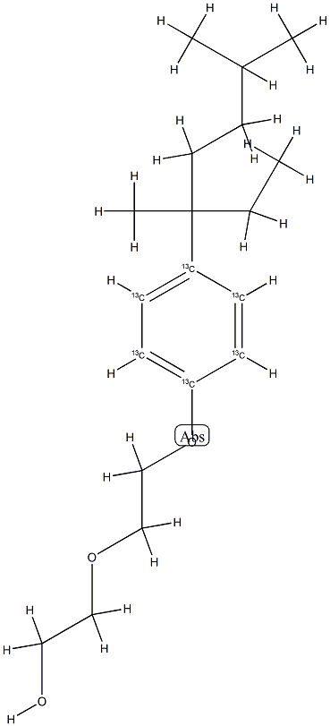 4-(3,6-ジメチル-3-ヘプチル)フェノールジエトキシレート-13C6 (RING-13C6) 10ΜG/ML 化学構造式