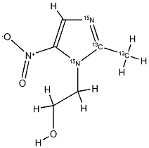 メトロニダゾール-13C2, 15N2 化学構造式