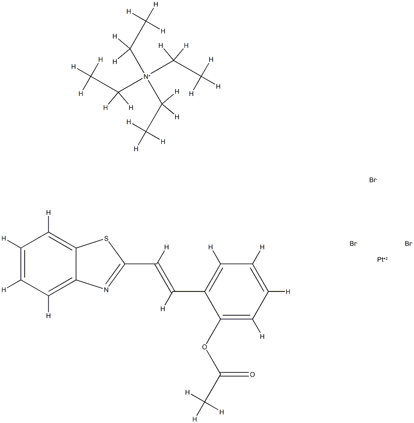 tetraethylammonium tribromo(2-(2-acetoxystyryl)benzothiazole)platinate(II) Structure