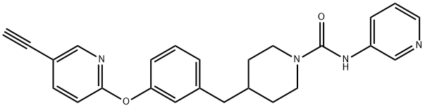 4-[[3-[(5-Ethynyl-2-pyridinyl)oxy]phenyl]methyl]-N-3-pyridinyl-1-piperidinecarboxamide 化学構造式