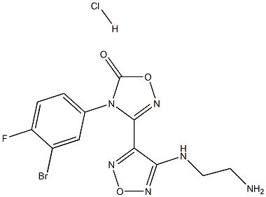 1,2,4-Oxadiazol-5(4H)-one, 3-[4-[(2-aminoethyl)amino]-1,2,5-oxadiazol-3-yl]-4-(3-bromo-4-fluorophenyl)-, hydrochloride (1:1) Structure