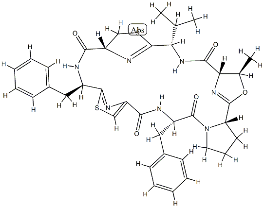 (7R,11R,14S)-14-デメチル-7-デ(1-メチルプロピル)-10,11-ジヒドロ-7-(1-メチルエチル)-14-フェニルメチルウリシクラミド 化学構造式