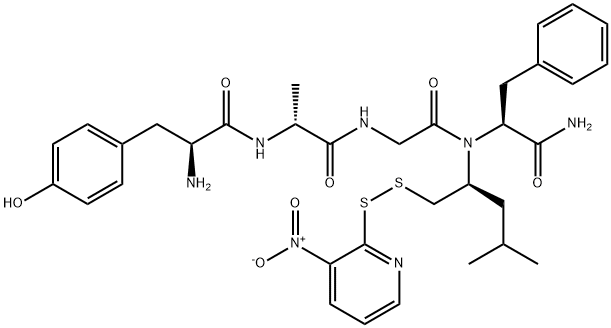 L-Tyr-D-Ala-Gly-N-[(1S)-3-Methyl-1-[[(3-nitro-2-pyridinyl)dithio]methyl]butyl]-L-Phe-NH2 结构式