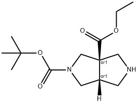 REL-2-(1,1-二甲基乙基)3A-乙基(3AR,6AR)-四氢吡咯并[3,4-C]吡咯-2,3A(1H,4H)-二羧酸酯 结构式