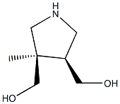 3,4-Pyrrolidinedimethanol, 3-methyl-, (3R,4S)-rel- 化学構造式