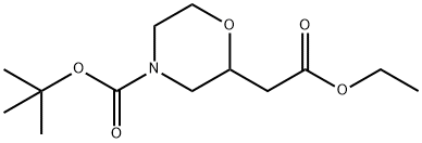 叔丁酯2 - (2 - 乙氧基-2 - 氧代乙基)吗啉-4 - 羧酸乙酯,1220039-35-9,结构式