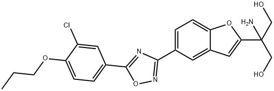 2-Amino-2-(5-(5-(3-chloro-4-propoxyphenyl)-1,2,4-oxadiazol-3-yl)benzofuran-2-yl)propane-1,3-diol Struktur