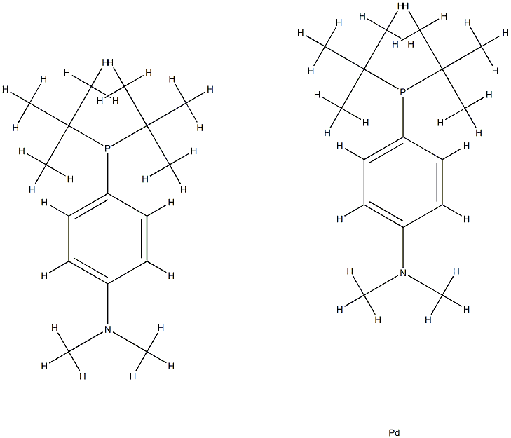 双[二叔丁基-(4-二甲基-氨基苯基)磷]钯(0), 1233717-68-4, 结构式