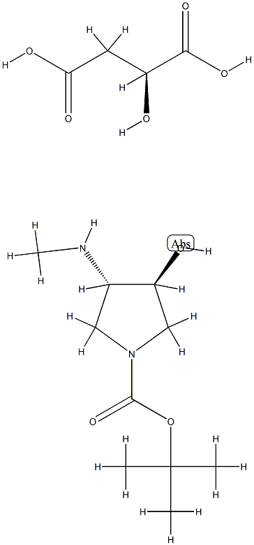 (3S,4S)-3-羟基-4-(甲基氨基)吡咯烷-1-羧酸叔丁酯(S)-2-羟基琥珀酸盐, 1233960-11-6, 结构式