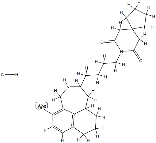 8-[4-[(5-クロロ-3,4,8,9,10,10a-ヘキサヒドロ-1H-ナフト[1,8-cd]アゼピン)-2-イル]ブチル]-8-アザスピロ[4.5]デカン-7,9-ジオン·塩酸塩 化学構造式