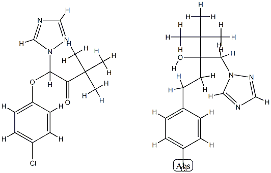 2-Butanone, 1-(4-chlorophenoxy)-3,3-dimethyl-1-(1H-1,2,4-triazol-1-yl) -, mixt. with alpha-(2-(4-chlorophenyl)ethyl)-alpha-(1,1-dimethylethyl )-1H-1,2,4-triazole-1-ethanol 结构式