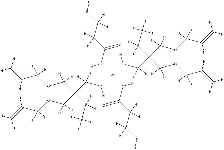 Zirconium, bis(3-mercaptopropanoato-.kappa.O)bis2-(2-propenyloxy-.kappa.O)methyl-2-(2-propenyloxy)methyl-1-butanolato-.kappa.O- 化学構造式