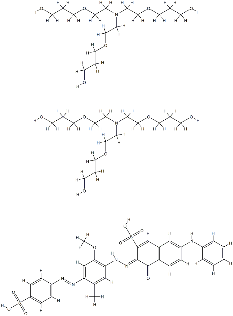 2-Naphthalenesulfonic acid, 4-hydroxy-3-2-methoxy-5-methyl-4-(4-sulfophenyl)azophenylazo-7-(phenylamino)-, compd. with nitrilotris(2,1-ethanediyloxy)trispropanol (1:2) Struktur