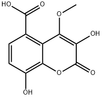 3,8-二羟基-4-甲氧基-2-氧代-2H-1-苯并吡喃-5-羧酸 结构式