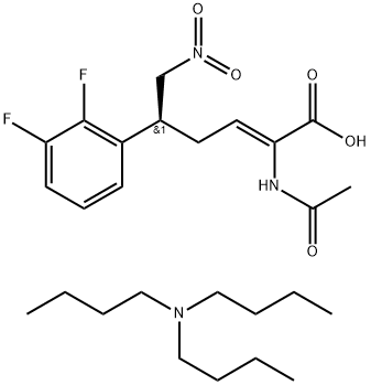 三丁胺(S,Z)-2-乙酰氨基-5-(2,3-二氟苯基)-6-硝基己-2-烯酸酯,1254841-06-9,结构式