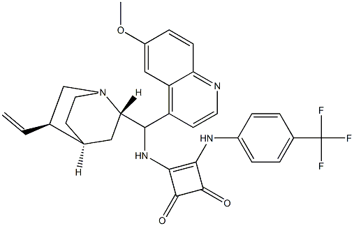 3-[[(8Α,9S)-6'-甲氧基奎宁-9-基]氨基]-4-[[4-(三氟甲基)苯基]氨基]-3-环丁-1,2-二酮,1256245-85-8,结构式