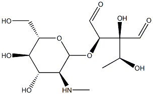 5-デオキシ-2-O-[2-デオキシ-2-(メチルアミノ)-α-L-グルコピラノシル]-3-ホルミル-α-L-リキソフラノース 化学構造式