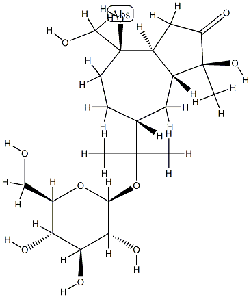 (1S,3aβ,8aα)-1-Methyl-1α,4α-dihydroxy-4-(hydroxymethyl)-7β-[1-methyl-1-(β-D-glucopyranosyloxy)ethyl]decahydroazulene-2-one|苍术苷 A