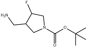 3-Aminomethyl-4-fluoro-pyrrolidine-1-carboxylic acid tert-butyl ester 结构式