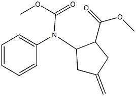 2-Benzyloxycarbonylamino-4-methylene-cyclopentanecarboxylic acid methyl ester 化学構造式