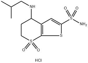 4H-Thieno[2,3-b]thiopyran-2-sulfonamide,5,6-dihydro-4-[(2-methylpropyl)amino]-, 7,7-dioxide, hydrochloride (1:1)|化合物 T33416