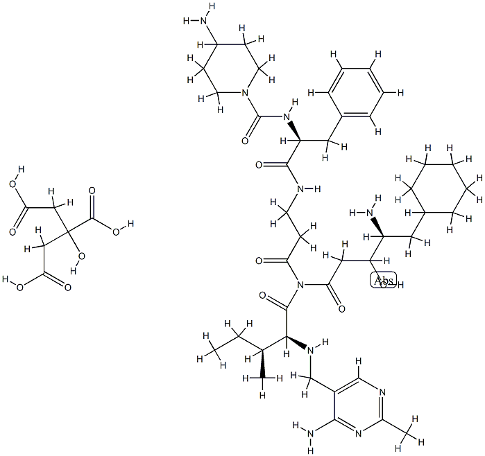 5-(4-Aminopiperidyl-1-carbonyl)-L-2,6-phe-beta-ala-(4S-amino-3S-hydrox y-5-cyclohexyl)-pentancarbonyl-L-ile-aminomethyl-4-amino-2-methylpyrim idine citrate|