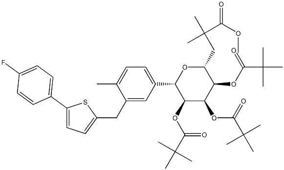 (1S)-1,5-脱水-1-C-[3-[[5-(4-氟苯基)-2-噻吩基]甲基]-4-甲基苯基]-D-山梨糖醇 2,3,4,6-四(2,2-二甲基丙酸酯),1283129-18-9,结构式