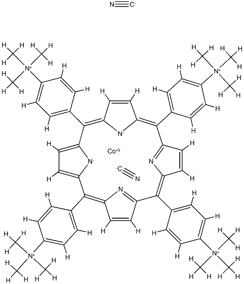 dicyano-cobalt(III)-tetrakis(4-(trimethylammonio)phenyl)porphyrin,129232-36-6,结构式