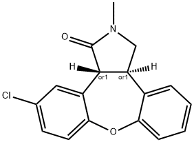 trans-(+/-)-11-Chloro-2,3,3a,12b-tetrahydro-2-methyl-1H-dibenz[2,3:6,7]oxepino[4,5-c]pyrrol-1-one 化学構造式