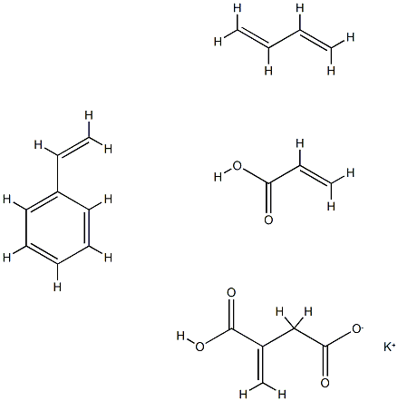 Butanedioic acid, methylene-, polymer with 1,3-butadiene, ethenylbenzene and 2-propenoic acid, potassium salt 化学構造式