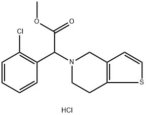 (R,S)-Methyl-2-(2-chlorophenyl)-2-(4,5,6,7-tetrahydrothino[3.2-c]pyridin-5-yl)acetatehydrochloride, 130209-90-4, 结构式